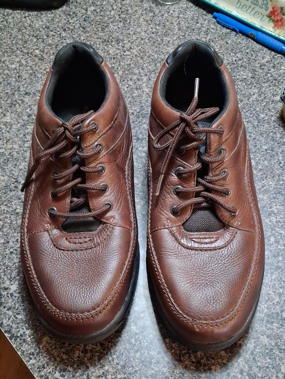 Rockport Men's Brown Leather Lace-Up Casual Shoes 13 W